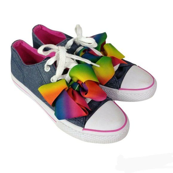JoJo Siwa Legacee Denim Sneakers Girls Size 4 With Big Iconic Bows - Picture 2 of 8